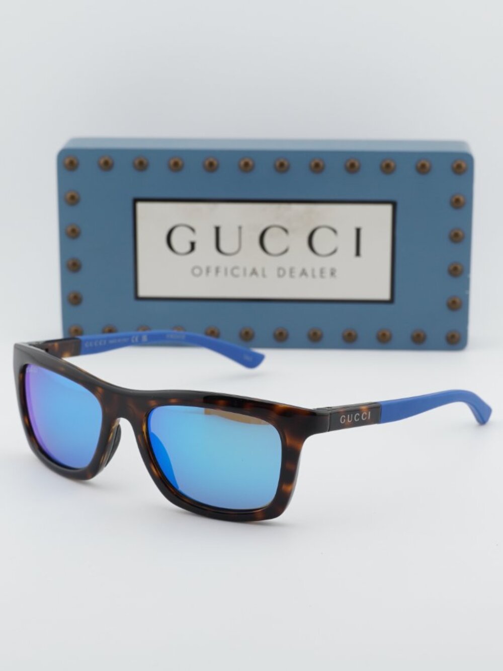 Gucci GG1735S 003 Rectangle Sunglasses - Havana / Blue